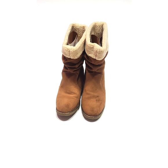 Lands End Charles short cognac brown snow boots women's 8 NIB suede leather - Picture 2 of 11